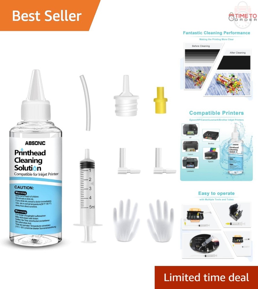 Printer Head Cleaning Kit 100ml Inkjet Solution for Epson Canon HP Lexmark