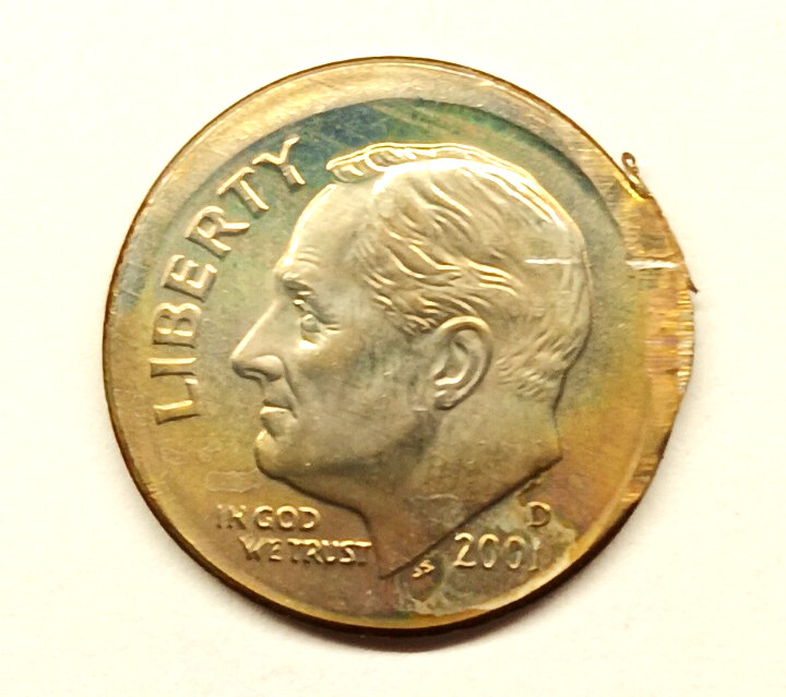 2001-d Off Center Roosevelt Dime Mint Error