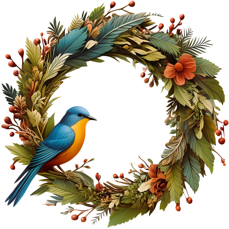 30 Custom Spring Time Bird Wreath Personalized Address Labels