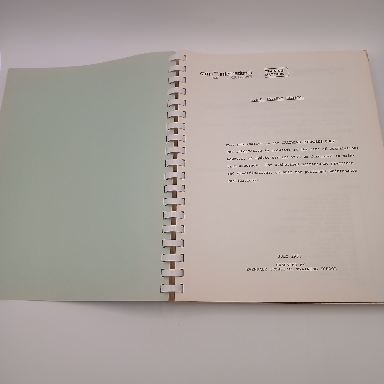 Vintage CFM International CFM56 Line Replaceable Units Students Notebook Manual