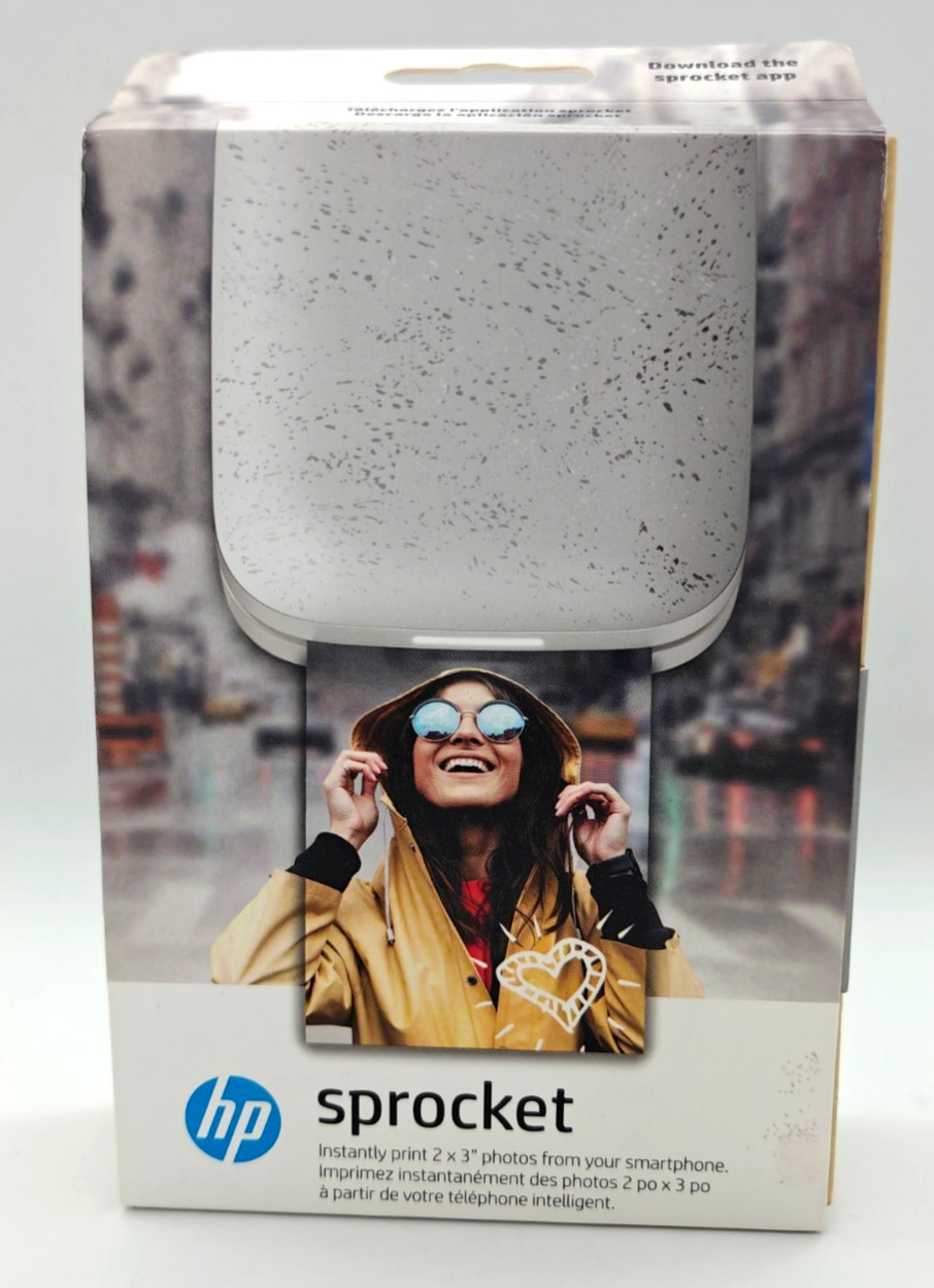 HP Sprocket 200 (2nd Ed) Photo Printer Luna Pearl NEW + 50 Sheets Zink Paper