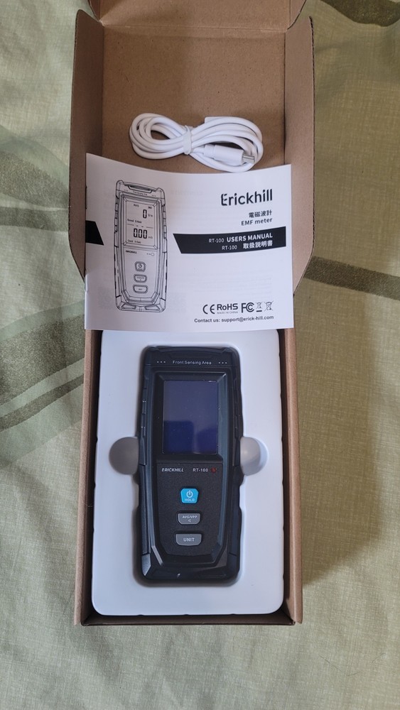 Erickhill EMF Tester RT-100 Electromagnetic Field Meter Rechargeable Handheld