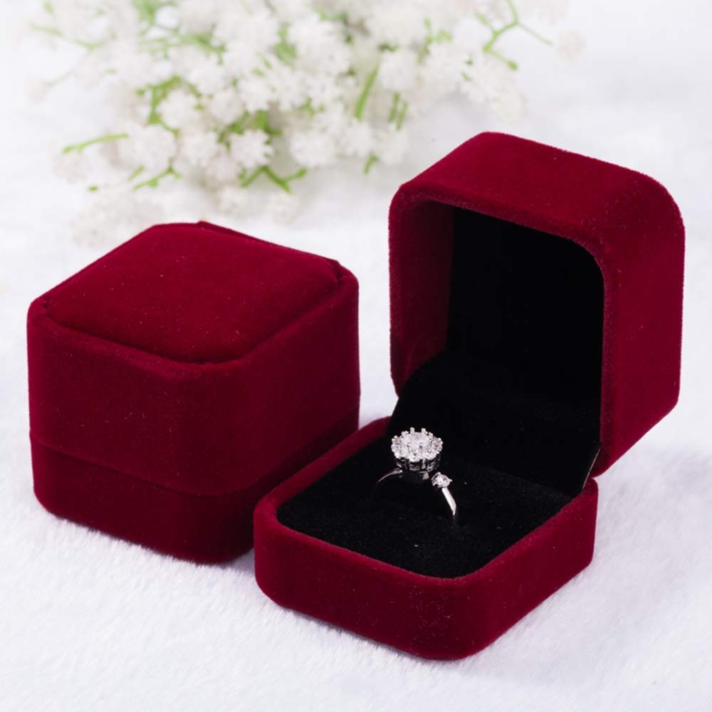 2 Pack Velvet Ring Boxes, Earring 2.16 inches x 2 x 1.77