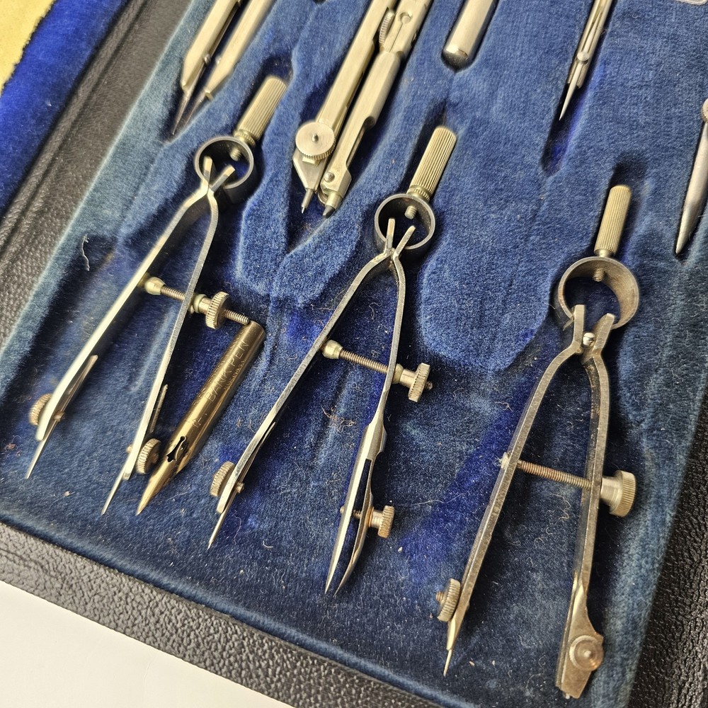 Vintage 1930s Dietzgen Instruments Drawing Instruments Drafting Set Compass Case