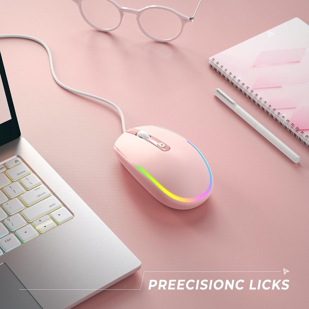 Ambidextrous Optical Wired Mouse with Friendly RGB Lighting - Perfect for Work