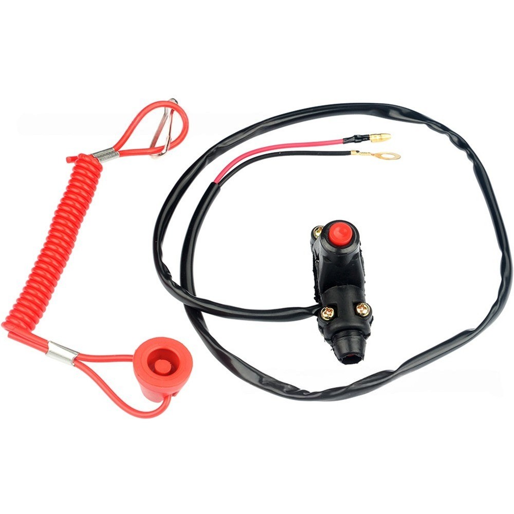 Motorcycle ATV Tether Lanyard Emergency Stop Motor Switch Push Button Universal 4861