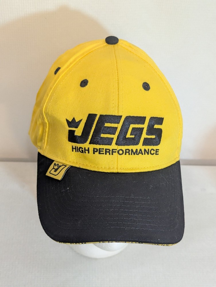 JEGS High Performance Baseball Hat Cap Yellow Hook & Loop Vented Canvas VG+