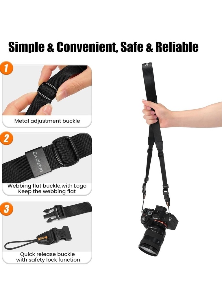 New Cwatcun High Quality Nylon EVA Microfleece Comfortable Durable Camera Strap