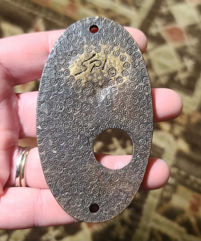 VTG SPI Bear Design Oval Doorbell Button Hardware Plate Solid Brass 2 Tone