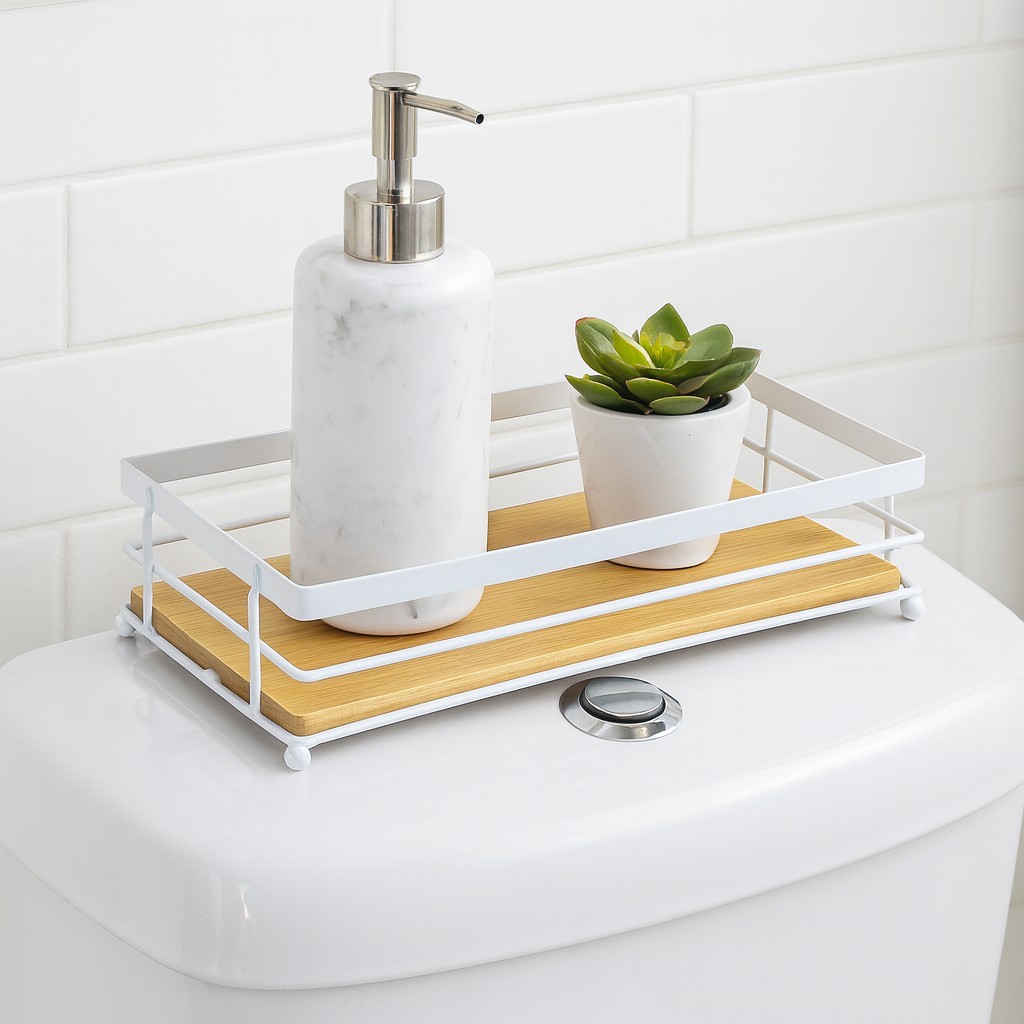 Natural Bamboo Wooden Storage Organizer Tray, Decorative