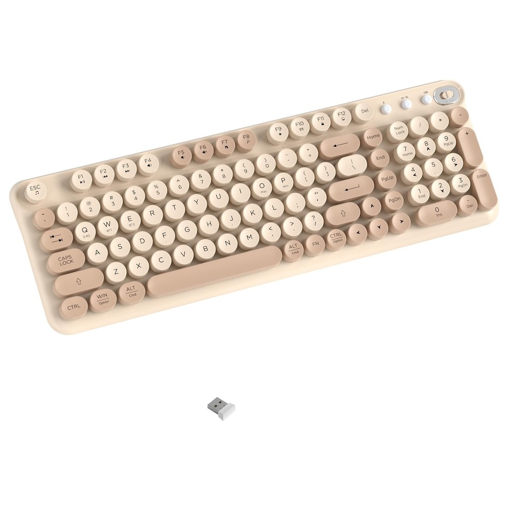 Wireless Bluetooth Keyboard - Full Size Retro Round Typewriter Style Wireless...