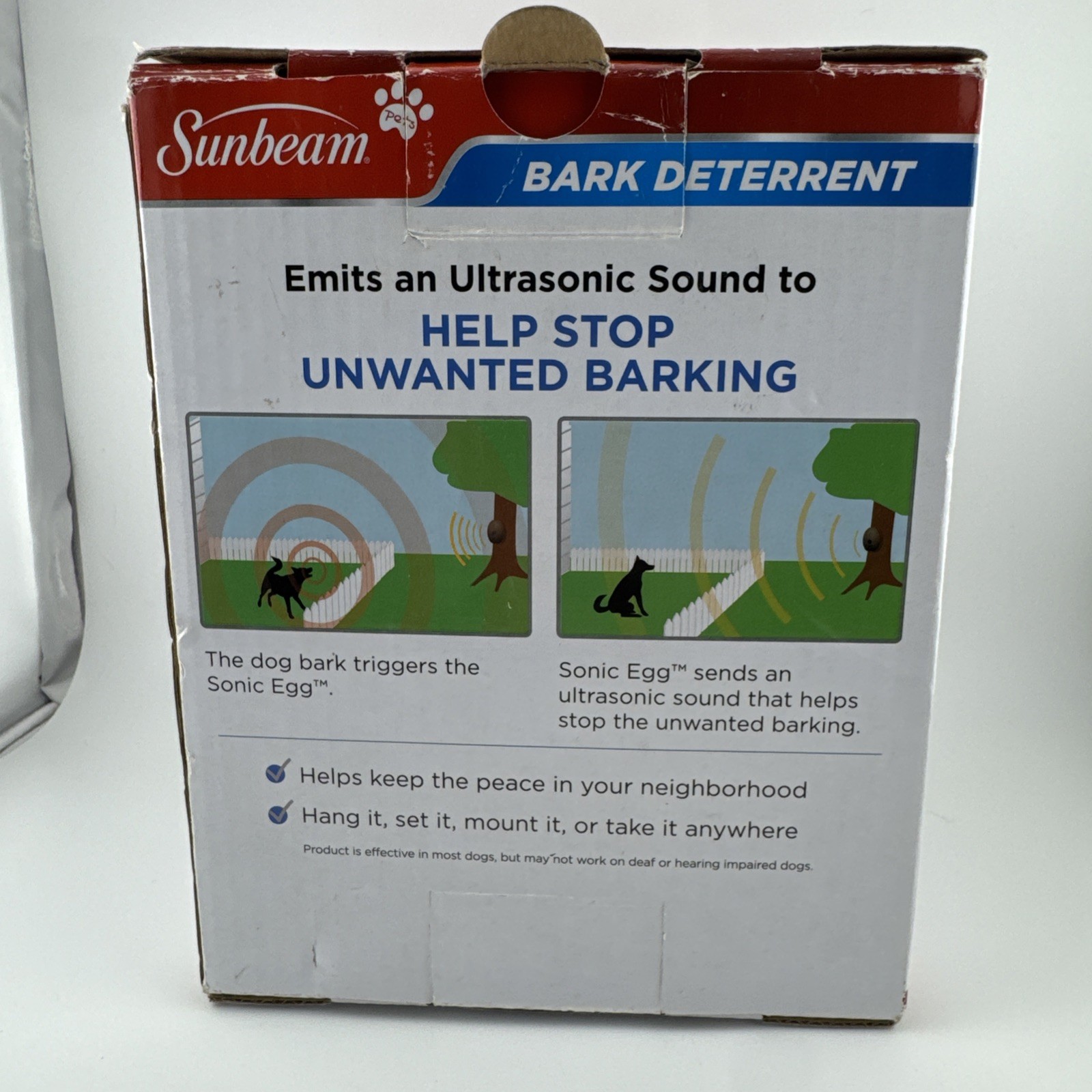 Sunbeam Sonic Egg SBBCU2 Ultrasonic Dogs Anti Barking Bark Deterrent Device