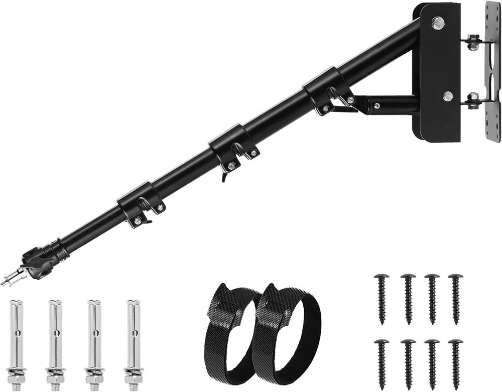 Wall Mount Triangle Boom Arm 39.37inch/100cm, Ring Light Mount Support 180°Fl...