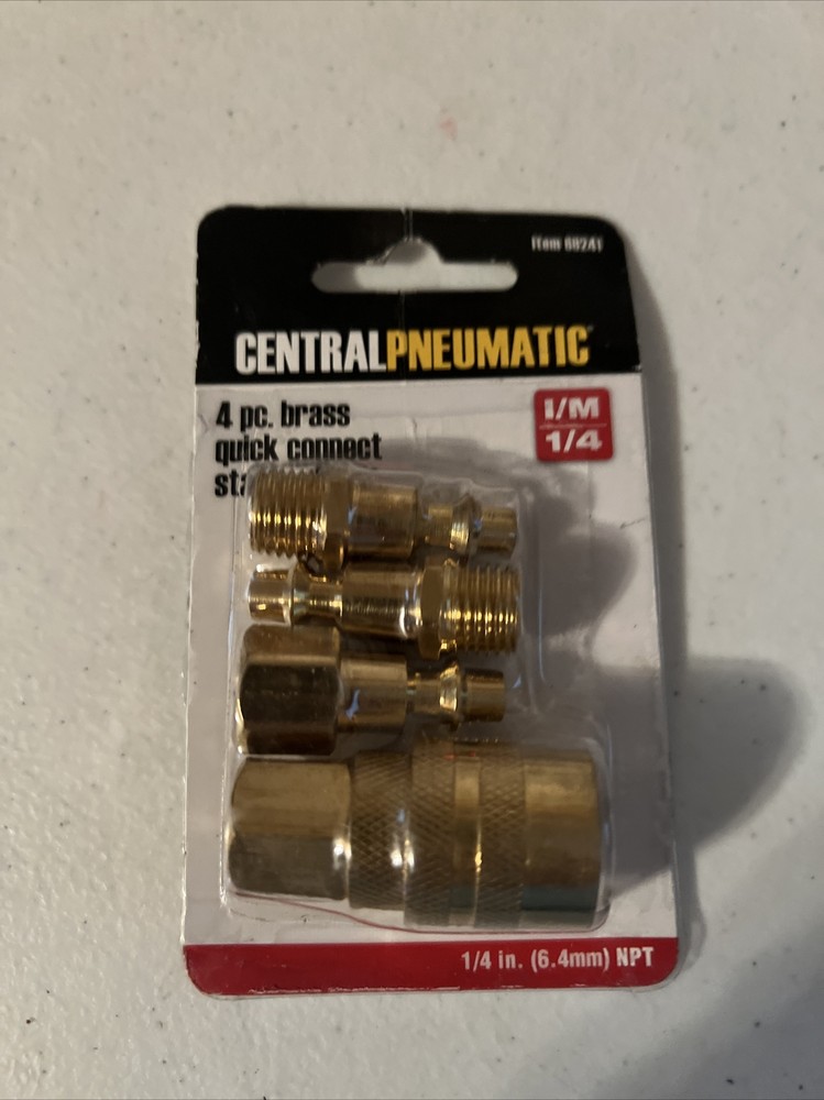 Central Pneumatic Brass Industrial Quick Coupler Set 4 Pc