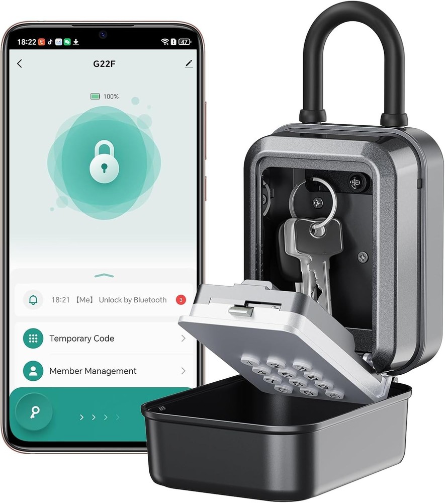 Smart Bluetooth Lock Box with PIN Code & Waterproof for Airbnb Access