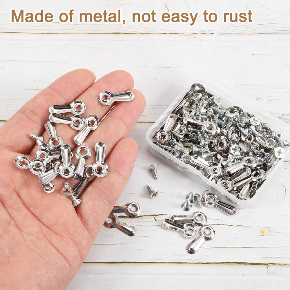 100Pcs Picture Frame Turn Button, Frame Backing Fastener with Screws, Silver