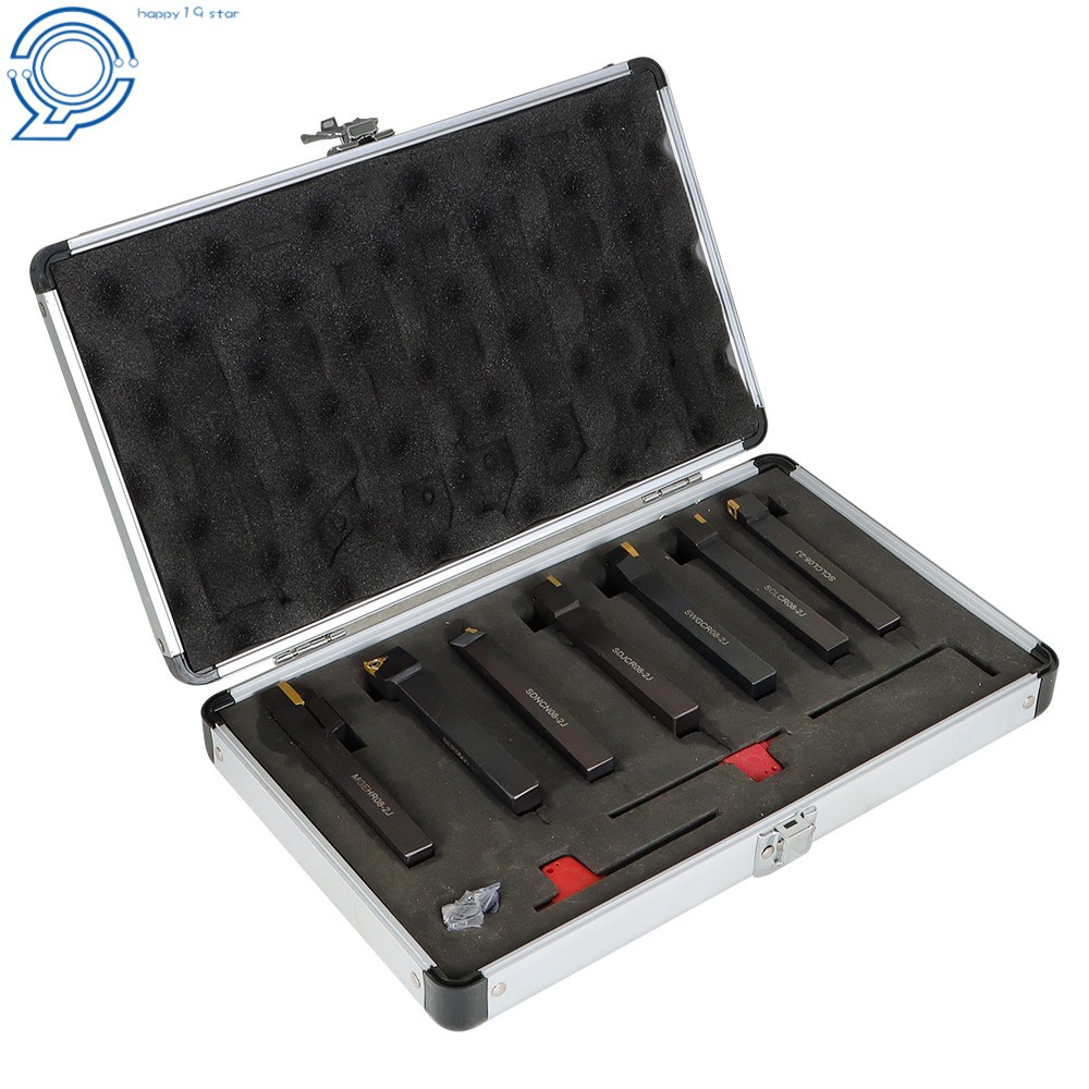 Carbide Indexable Turning Tool 1/2" 7PCS Lathe Tool Bit Set Thread Insert+Holder