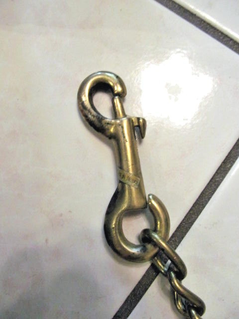 Black Leather Quality Lead Shank with 24" Long Solid Brass Chain & Snap