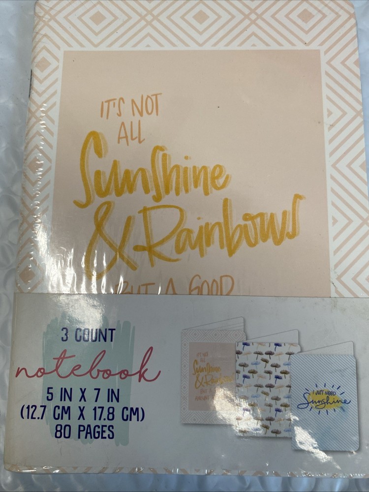 3 Count Notebook 5" X 7"  I Just Need Sunshine