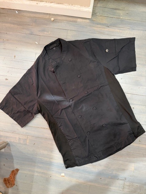 Chef Works Black Chef Jacket Short Sleeve Double Breasted Size Medium