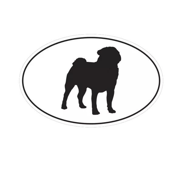 Pug Euro Oval Sticker Decal