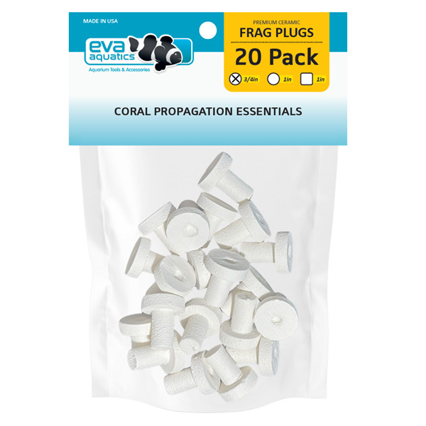 Ceramic Coral Frag Plugs, 20 pack, 3/4" - White
