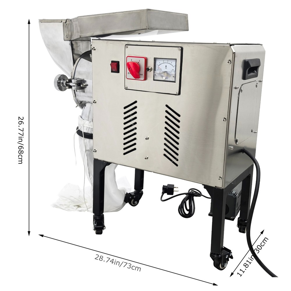 220V Horizontal Continuous Feeding Type Pulverizer Grinder Grain Mill Grinder