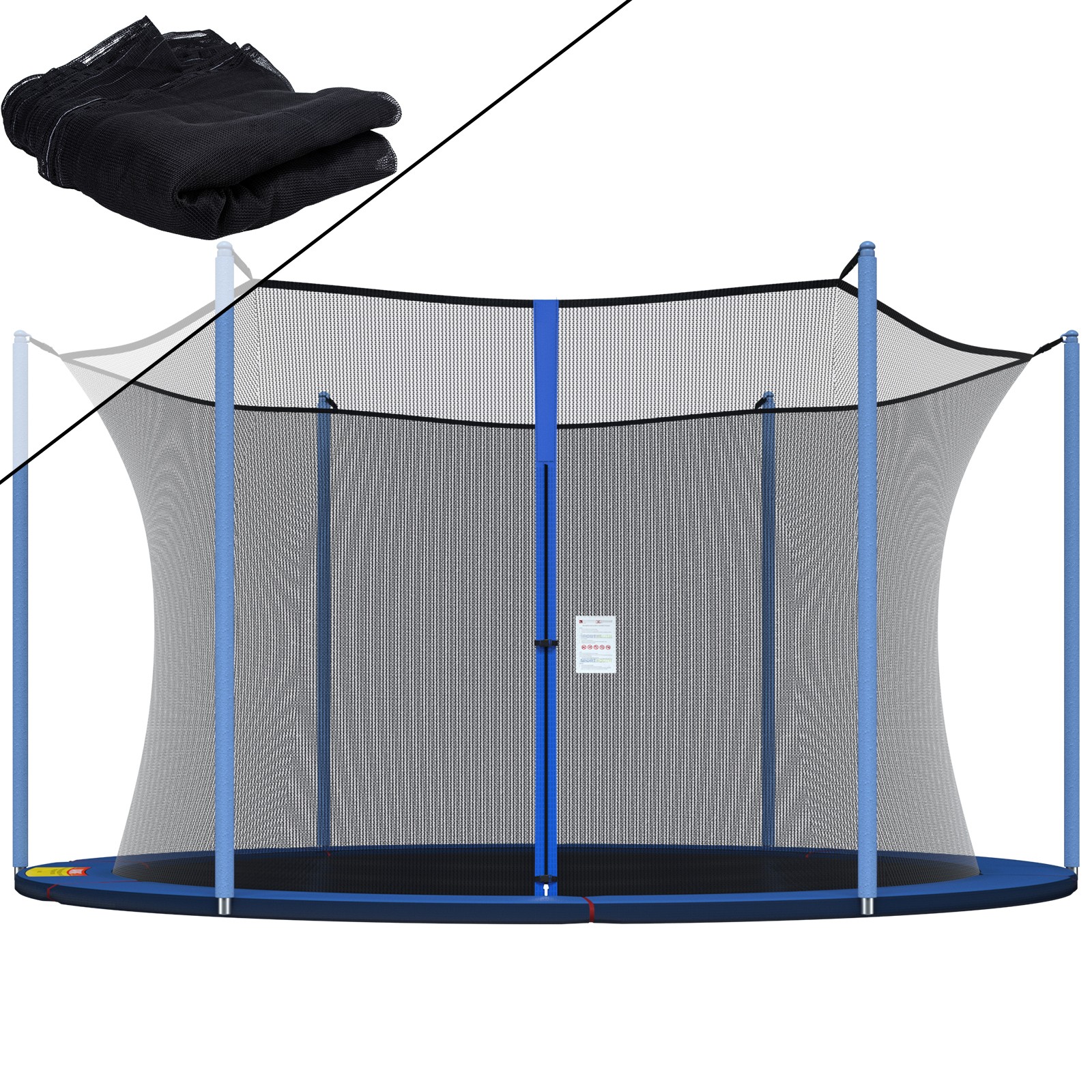 14FT 6Poles Black Enclosure Net Trampoline Replacement Safety Netting