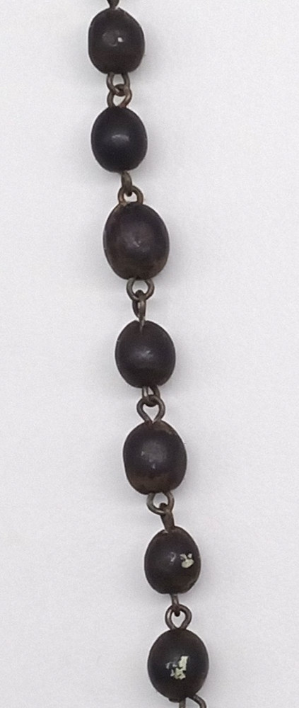 Catholic Bead Rosary Black Brown Crucifix INRI Medal Chains Silver Tone Vintage