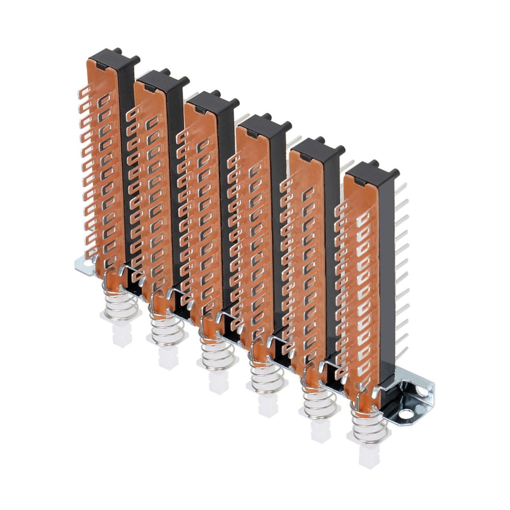 Interlock Push Button Switch Piano Type 8PDT 24 Pin 6 Row