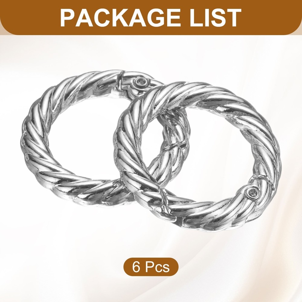 6Pcs Spring O Rings 3/4" Round Trigger Snap Hook Circle Silver Key Ring Clip