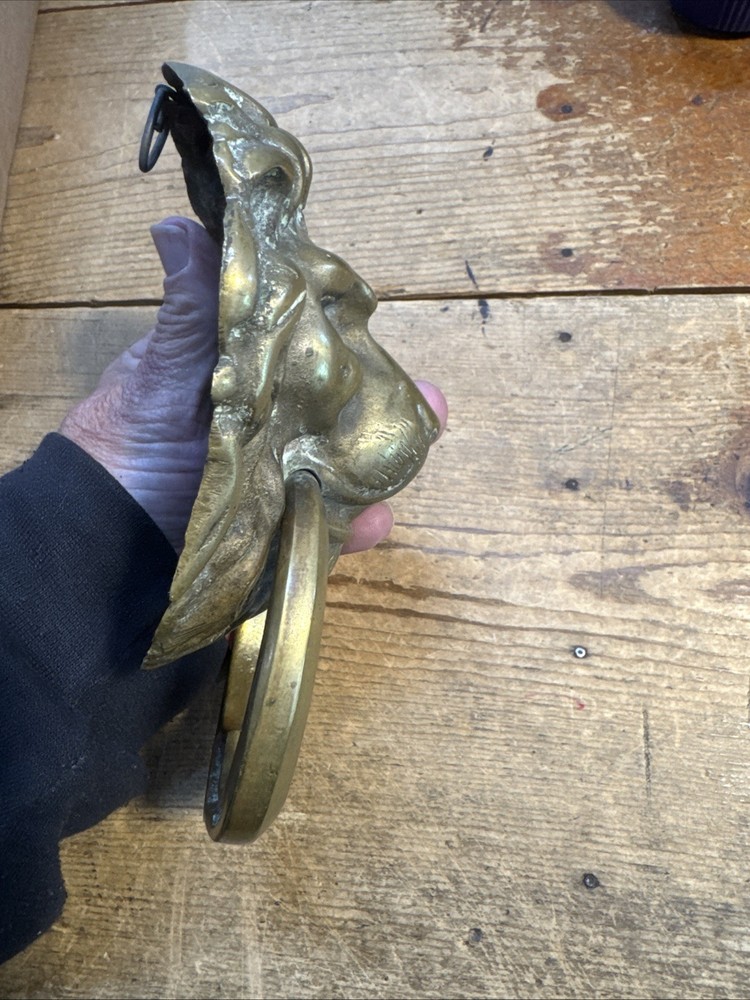 Solid Brass Lion Head Door Knocker