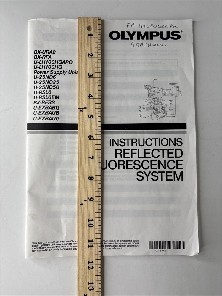Olympus Reflected Fluorescence System Instructions Owner's Manual 2001