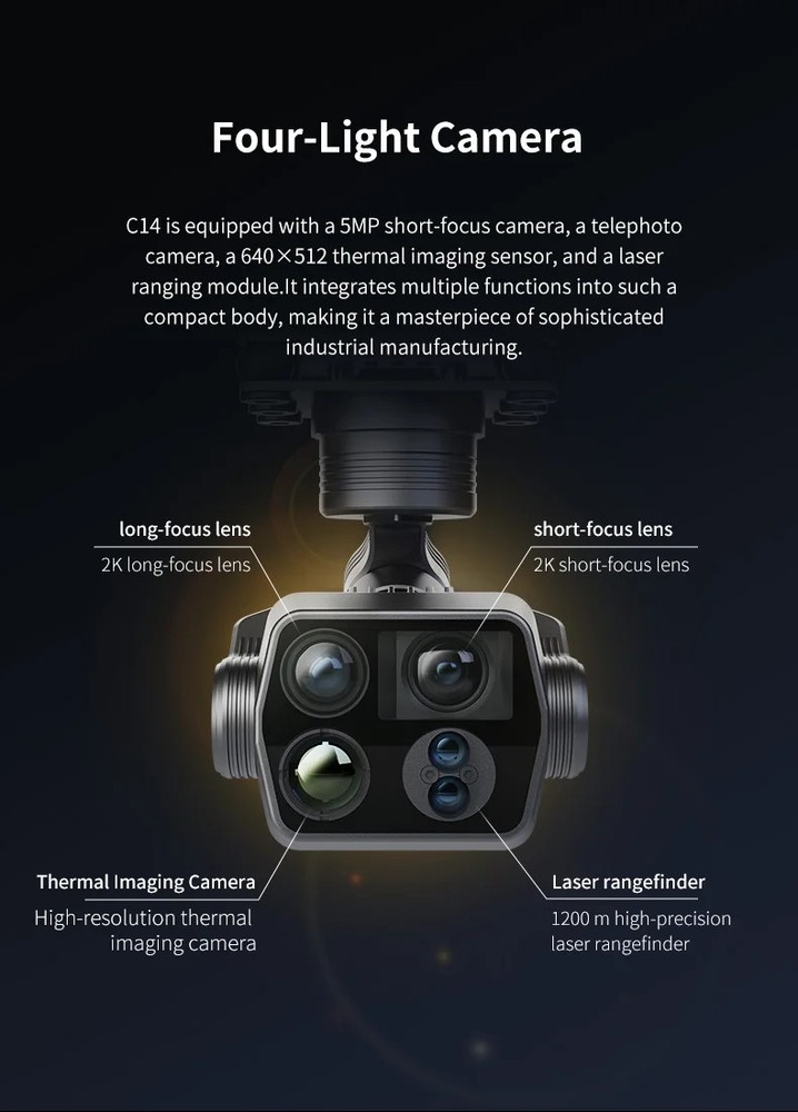 Skydroid C14 3-Axis Multi-Function 5MP Four-Light Camera Gimbal 2K HD Camera New