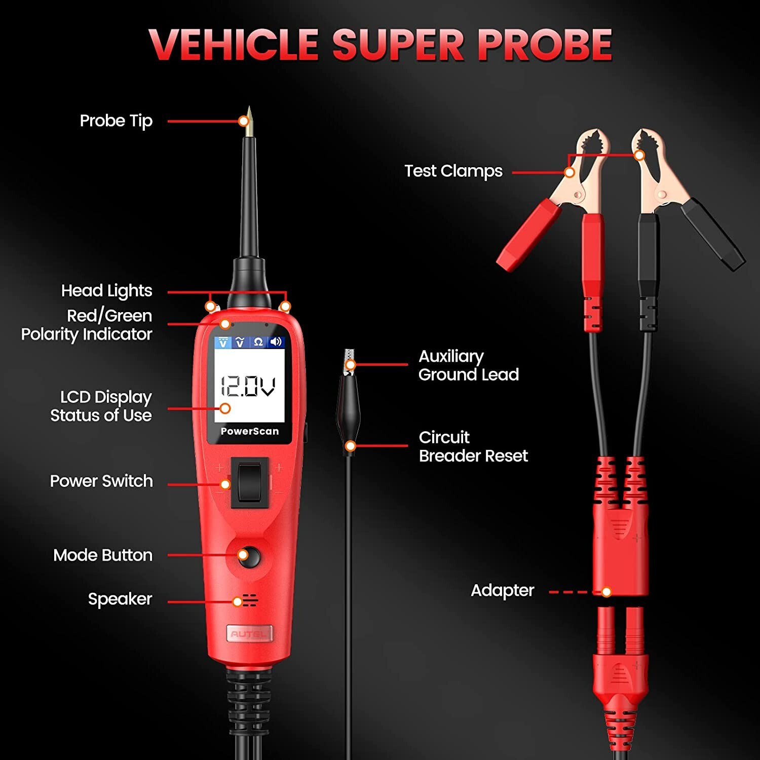Autel PowerScan PS100 Automotive Circuit Tester Probe Electrical Diagnostic Tool