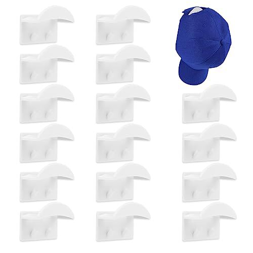 16 PCS Adhesive Hat Hooks for Wall Baseball Cap Rack Hat Wall Hanger