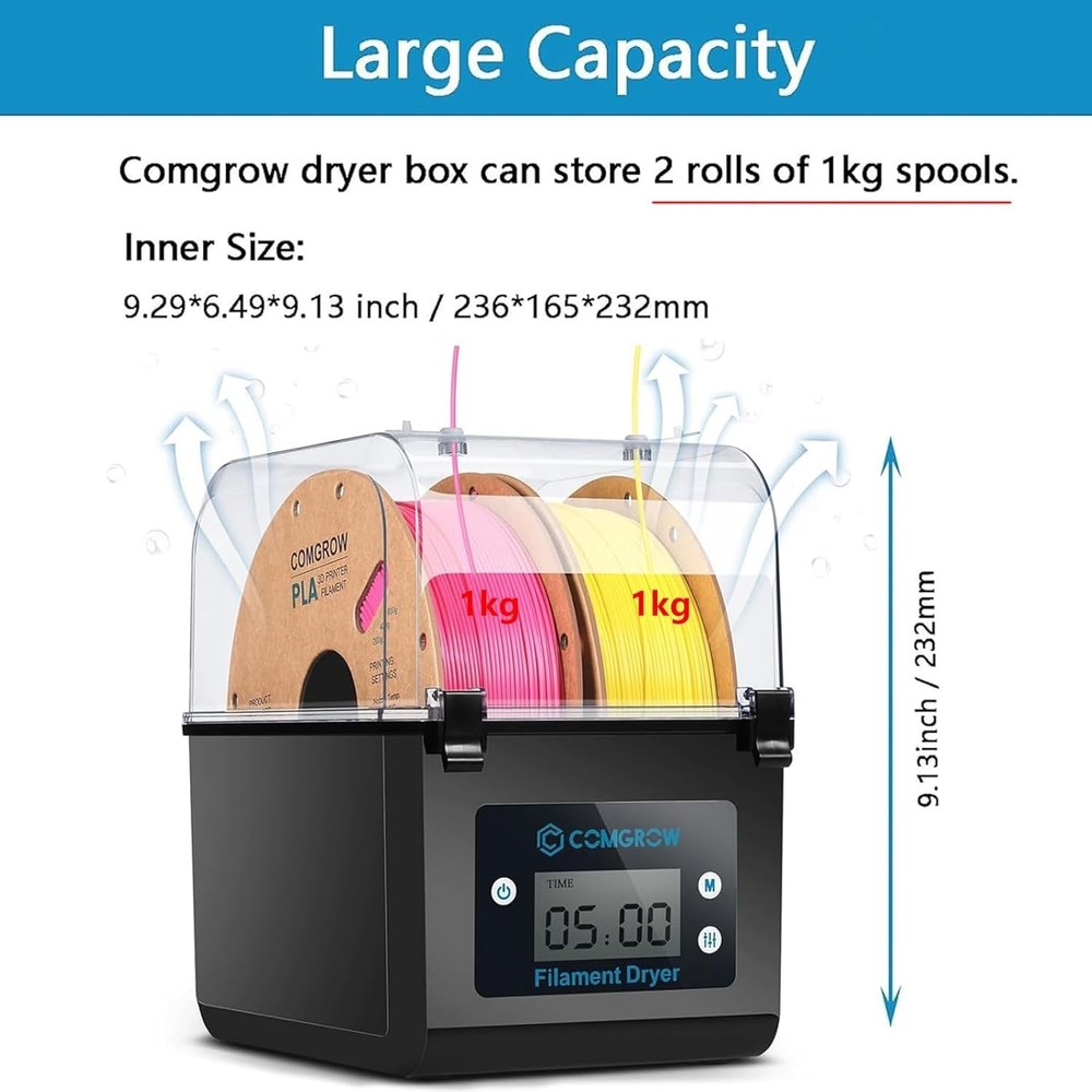 3D Printer Filament Dryer Box – Moisture-Proof Storage for PLA & ABS