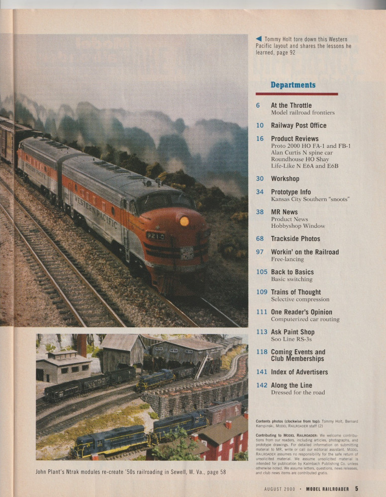 MODEL RAILROADER AUGUST 2000 Magazine - BACK ISSUE