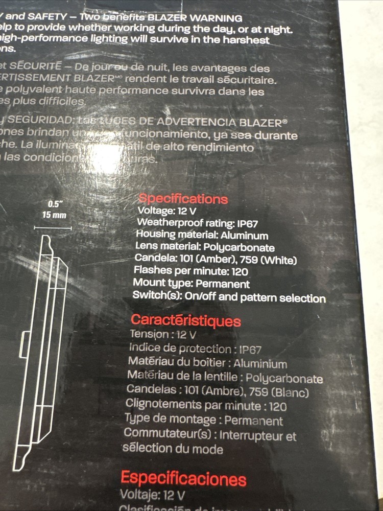 New Blazer C4843 Class 2 Rectangular LED Strobe Lights Grille Mount Safety Light