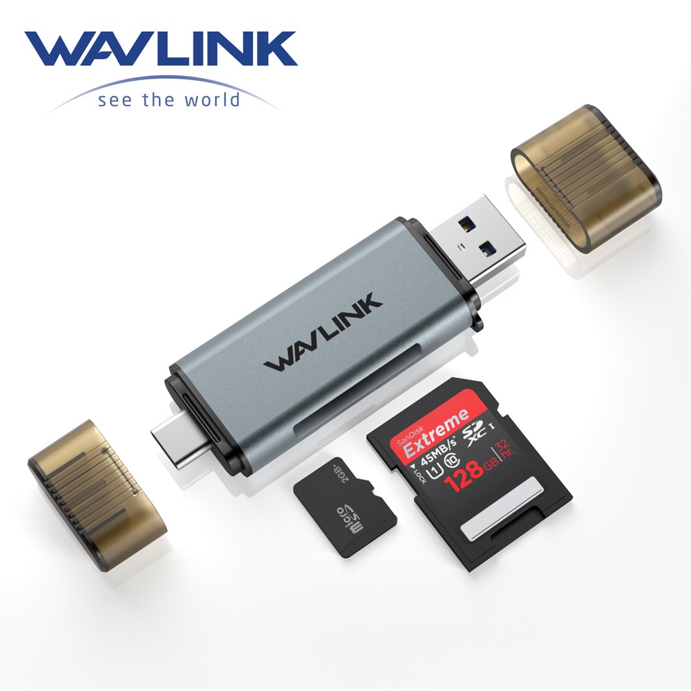 Wavlink Card Reader USB 3.0 Type C to SD Micro SD TF Smart Memory Card Adapter