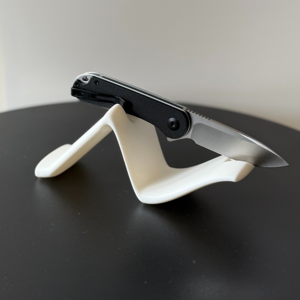 3D Printed Wave Knife Stand - EDC Knife Display Holder - White PLA