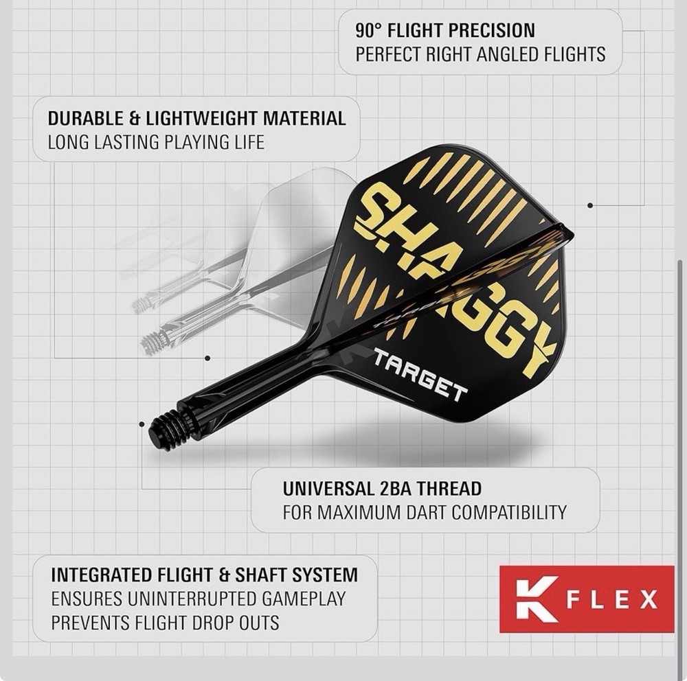 19mm Short Standard Scott Will Target K-Flex #2 Intermediate Dart Flights 410138