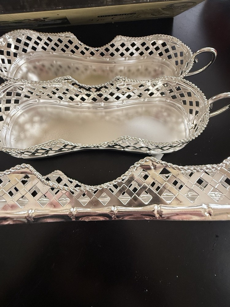 3pc Set of Vintage Studio Silversmiths Silver Plated Utensil Caddies NIB