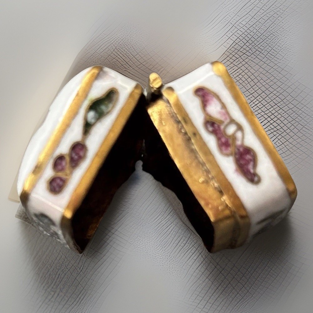 Mini Hinged Vintage Rectangular Cloisonné Trinket Box