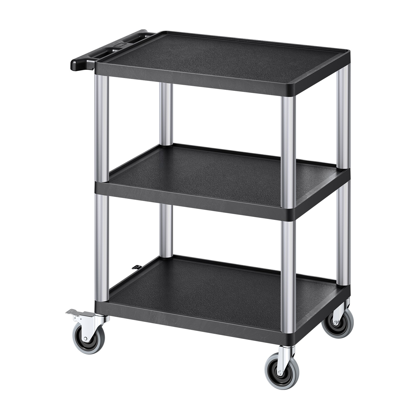 3-shelf Utility Cart 300 lbs 27.6 x 18.1-inch Service Cart with Wheels
