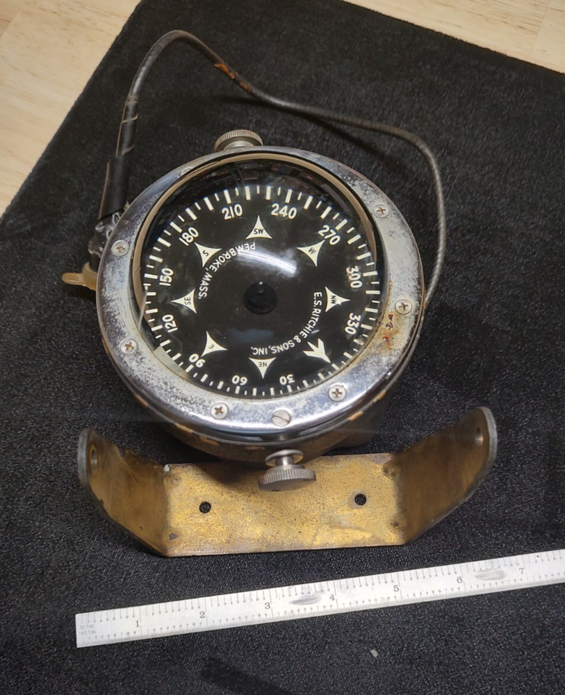 Vintage RITCHIE & SONS Marine Compass With Bracket