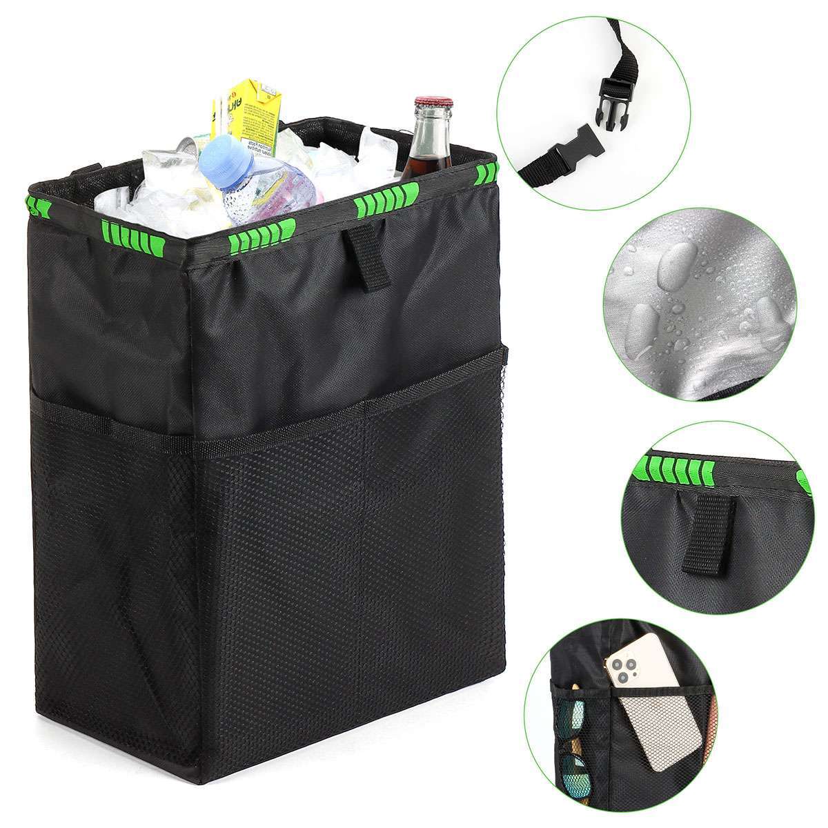 Car Trash Can Garbage Bin Bag Organizer for Vehicles Leak Waterproof Portable US