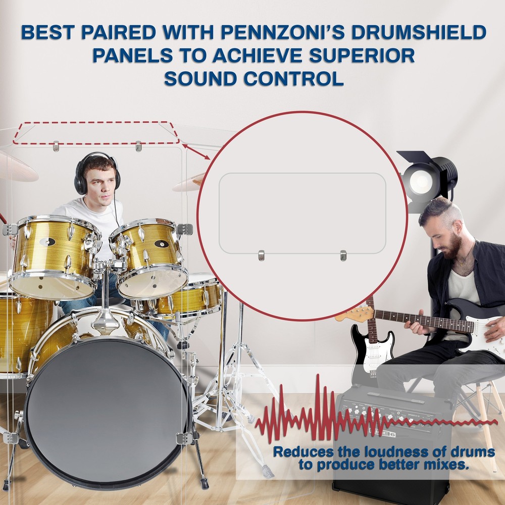 PENNZONI Drum Shield Deflector Panel w/ Chrome Connectors