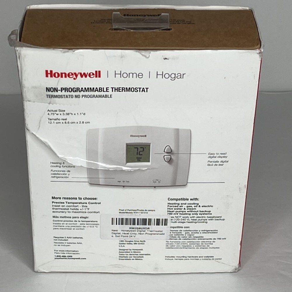 Honeywell Heating & Cooling Non - Programmable Thermostat Digital Display