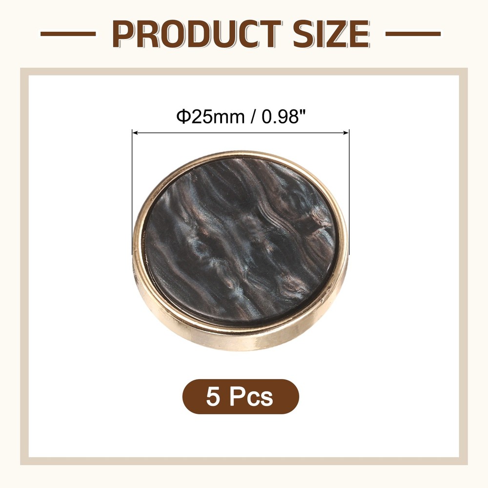 5Pcs Round Button, 25mm/1" Resin Decorative Pattern Button, Black